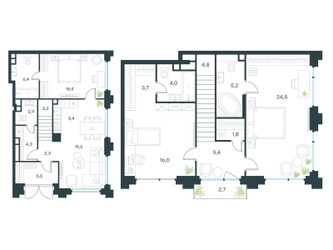 Планировка трехкомнатной(квартира) площадью 132 квадратных метров в ЖК “ЖК Level Бауманская”