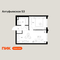 Планировка однокомнатной(квартира) площадью 33.2 квадратных метров в “ЖК Алтуфьевское 53”