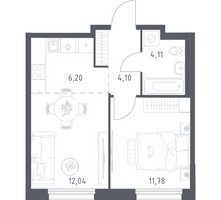 Планировка однокомнатной(квартира) площадью 38.23 квадратных метров в “ЖК Новое Внуково”