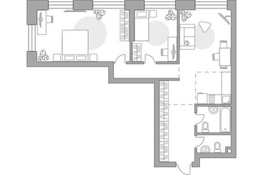 Планировка двухкомнатной(квартира) площадью 75.9 квадратных метров в ЖК “ЖК Павелецкая от Гранель”