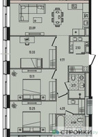 Планировка трехкомнатной(квартира) площадью 87.8 квадратных метров в “ЖК Republic (Репаблик)”