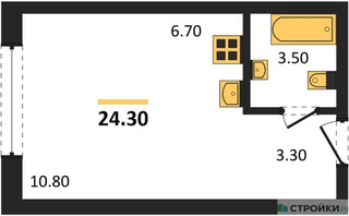 Планировка студии(квартира) площадью 24.3 квадратных метров в “ЖК Portland (Портланд)”