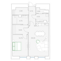 Планировка однокомнатной(квартира) площадью 73 квадратных метров в “ЖК Клубный дом Duo (Дуо)”