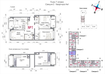 Планировка трехкомнатной(квартира) площадью 131.2 квадратных метров в ЖК “ЖК Art (АРТ)”