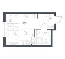 Планировка студии(квартира) площадью 21.9 квадратных метров в “ЖК Мытищи Парк”