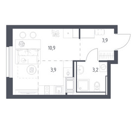 Планировка студии(квартира) площадью 21.9 квадратных метров в ЖК “ЖК Мытищи Парк”