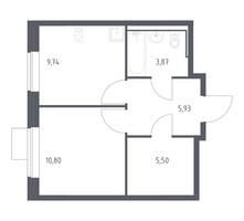 Планировка однокомнатной(квартира) площадью 35.84 квадратных метров в “ЖК Молжаниново”