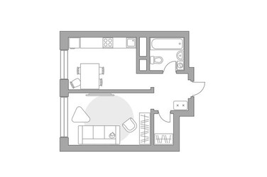 Планировка однокомнатной(квартира) площадью 32.5 квадратных метров в ЖК “ЖК Ильинойс”