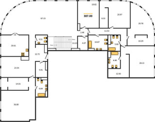 Планировка 4+ комнатной(квартира) площадью 387 квадратных метров в ЖК “ЖК Sky View (Скай Вью)”