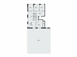 Планировка 4+ комнатной(квартира) площадью 174.9 квадратных метров в “ЖК Дзен-кварталы”