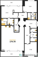 Планировка трехкомнатной(квартира) площадью 174.7 квадратных метров в “ЖК Николь”