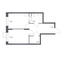 Планировка однокомнатной(квартира) площадью 38.2 квадратных метров в “ЖК Цветочные Поляны”