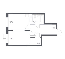Планировка однокомнатной(квартира) площадью 38.2 квадратных метров в ЖК “ЖК Цветочные Поляны”