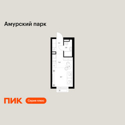 Планировка студии(квартира) площадью 20.3 квадратных метров в ЖК “ЖК Амурский парк”