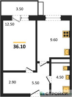 Планировка однокомнатной(квартира) площадью 36.1 квадратных метров в “Павлово 3”