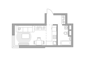 Планировка студии(квартира) площадью 30.22 квадратных метров в “ЖК Живописный”