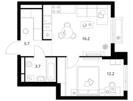 Планировка однокомнатной(квартира) площадью 37.8 квадратных метров в “ЖК Середневский лес”