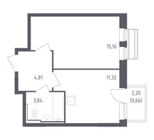 Планировка однокомнатной(квартира) площадью 35.79 квадратных метров в “ЖК Рублевский Квартал”