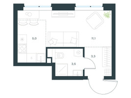 Планировка студии(квартира) площадью 22.9 квадратных метров в “ЖК Level Мичуринский”