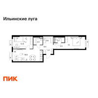Планировка двухкомнатной(квартира) площадью 66.1 квадратных метров в “ЖК Ильинские луга”