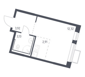 Планировка студии(квартира) площадью 22.28 квадратных метров в ЖК “ЖК Молжаниново”