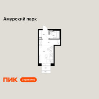 Планировка студии(квартира) площадью 24.6 квадратных метров в “ЖК Амурский парк”
