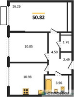 Планировка двухкомнатной(квартира) площадью 50.82 квадратных метров в “ЖК Пригород Лесное”