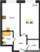 Планировка однокомнатной(квартира) площадью 41.4 квадратных метров в “ЖК Новый Зеленоград”