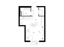 Планировка студии(квартира) площадью 29.3 квадратных метров в “ЖК Середневский лес”