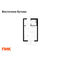 Планировка студии(квартира) площадью 21.3 квадратных метров в “ЖК Восточное Бутово”