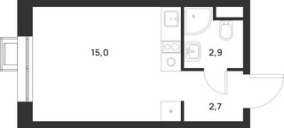 Планировка студии(квартира) площадью 20.6 квадратных метров в “ЖК Форевиль”