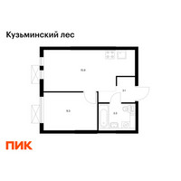 Планировка однокомнатной(квартира) площадью 31.8 квадратных метров в “ЖК Кузьминский лес”
