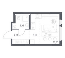 Планировка студии(квартира) площадью 22.82 квадратных метров в “ЖК Горки Парк”