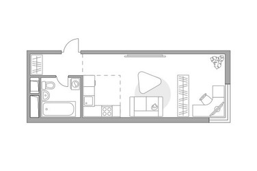 Планировка студии(квартира) площадью 26.4 квадратных метров в ЖК “ЖК Аникеевский”