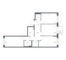 Планировка трехкомнатной(квартира) площадью 79.17 квадратных метров в “ЖК Новое Внуково”