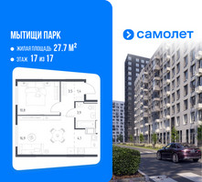 Планировка однокомнатной(квартира) площадью 40 квадратных метров в “ЖК Мытищи Парк”