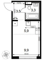 Планировка студии(квартира) площадью 22.6 квадратных метров в “ЖК 1-й Химкинский (Первый Химкинский)”