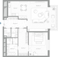 Планировка однокомнатной(квартира) площадью 111.8 квадратных метров в “ЖК Николь”