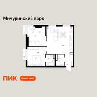 Планировка двухкомнатной(квартира) площадью 60.9 квадратных метров в “ЖК Мичуринский Парк”