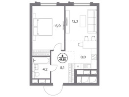 Планировка двухкомнатной(квартира) площадью 66.8 квадратных метров в “ЖК Дом 56”