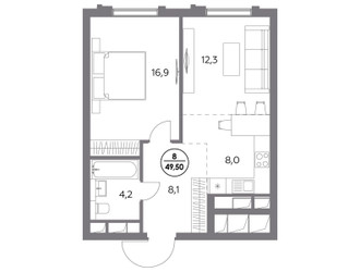 Планировка двухкомнатной(квартира) площадью 66.8 квадратных метров в ЖК “ЖК Дом 56”