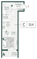 Планировка студии(квартира) площадью 35.63 квадратных метров в “ЖК Рига Хиллс”