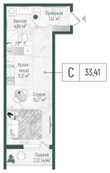 Планировка студии(квартира) площадью 35.63 квадратных метров в ЖК “ЖК Рига Хиллс”