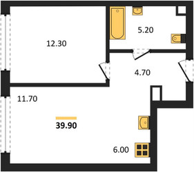 Планировка однокомнатной(квартира) площадью 39.9 квадратных метров в ЖК “ЖК НАЗАРÉ (Мангазея в Богородском)”