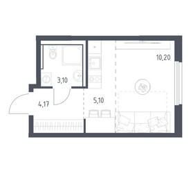 Планировка студии(квартира) площадью 22.57 квадратных метров в ЖК “ЖК Пригород Лесное”