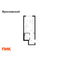 Планировка студии(квартира) площадью 28.9 квадратных метров в “ЖК Ярославский”
