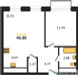 Планировка однокомнатной(квартира) площадью 43.38 квадратных метров в “ЖК Новоград Павлино”