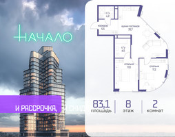 Планировка двухкомнатной(квартира) площадью 83.1 квадратных метров в “ЖК Начало”