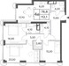 Планировка 4+ комнатной(квартира) площадью 112.1 квадратных метров в “ЖК Will Towers (Вилл Тауэрс)”