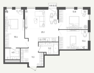 Планировка квартиры, ID 522813